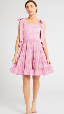 MILLE Resort Kiara Mini Swing Dress Pink Daisy Floral Tie Shoulder Tuckernuck